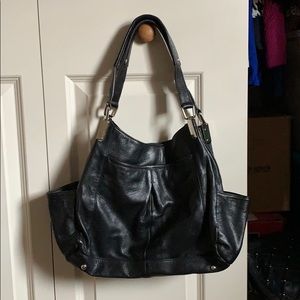 B. Makowsky black leather handbag